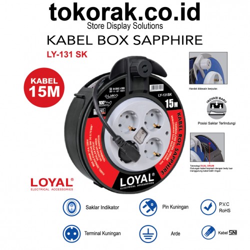 KABEL ROLL SAPPHIRE + SAKLAR 15M LY-131 COLOKAN BOX LOYAL STOP KONTAK